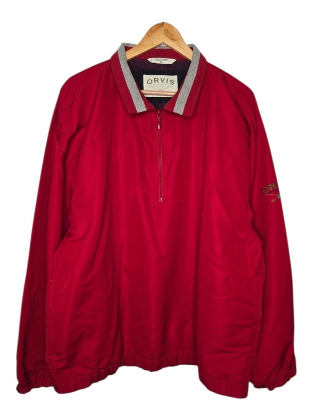 Orvis Mens Red Vintage 90s Outdoor Half Zip Collared Pullover Jacket XL